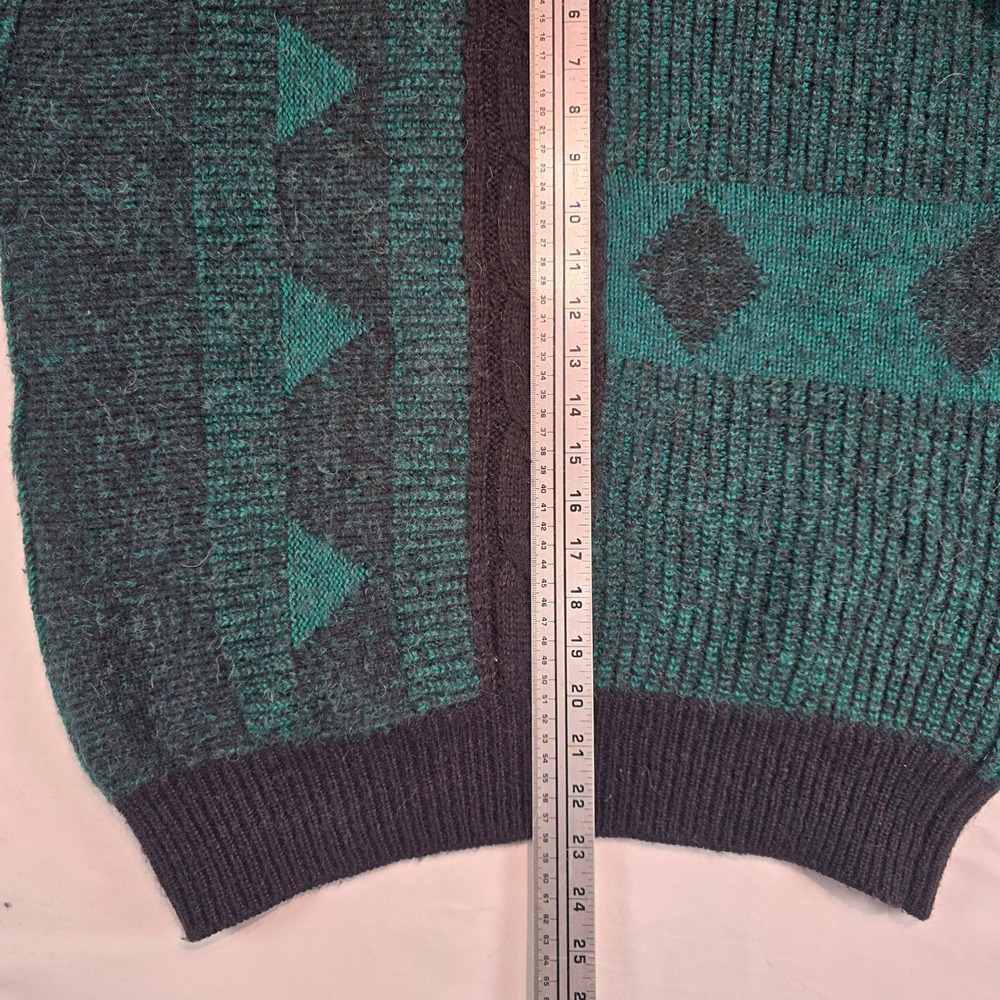Abi Mode Boutique Paris Vtg Wool Alpaca Blend Sweater Green Geometric Italy M - Picture 12 of 16